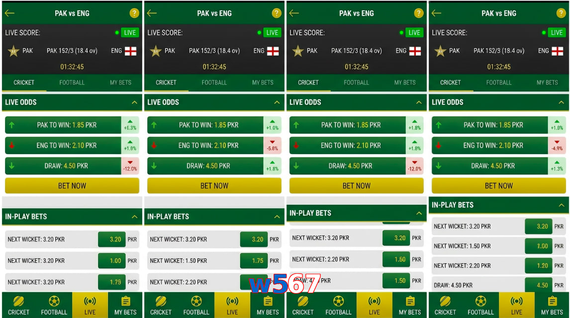 Game list for W567 bet section
