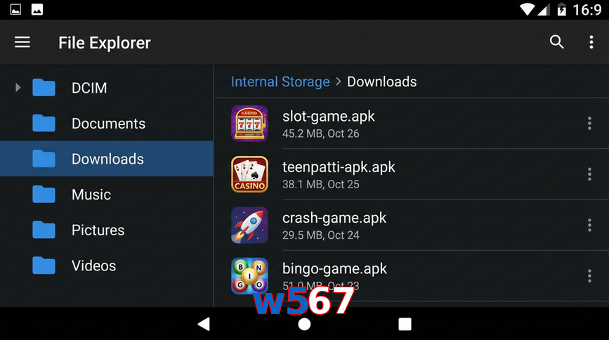 Main screen of W567 gameapk page for PK players